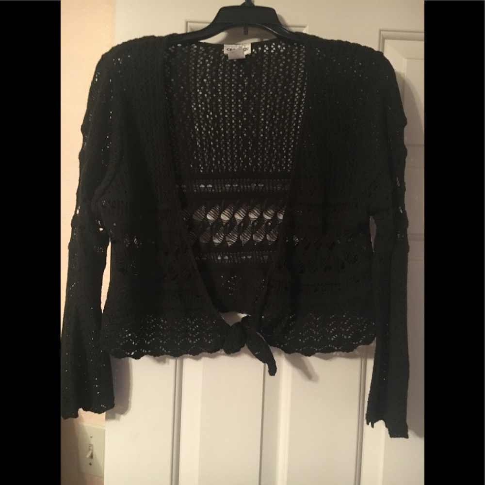 Half sweater/ cover up with tie front